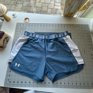 Under Armour Women's Blue and White Shorts